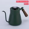 650ml/850ml Pour Over Kettle Exact Thermometer Long Narrow Gooseneck Kettle Wood Handle Coffee kettle Pot for Drip Coffee Tea