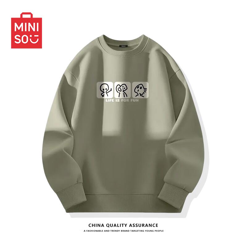 MINISO Men s Heavyweight American Casual Crewneck Sweatshirt Z 5XL