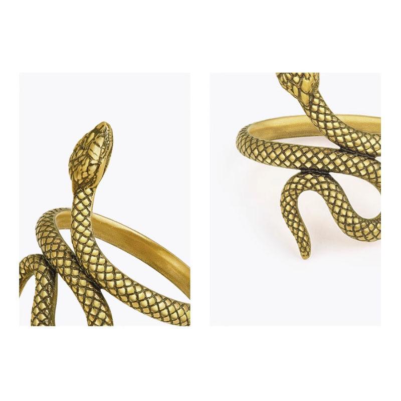 Elegant Vintage Copper Snake Ring For Women Adjustable Retro Fashion Accessory