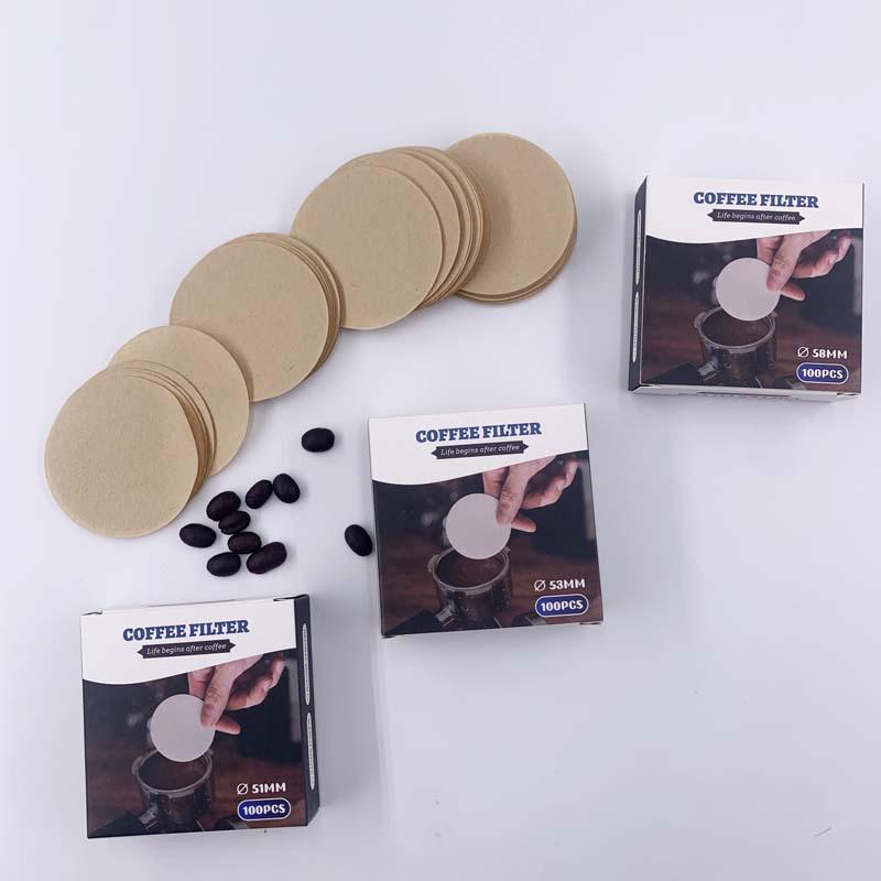 51/53/58mm Portafilter Basket Coffee Filter Paper For Espresso Machines 100 Sheets Round Coffee Paper Filter Outdoor Tableware