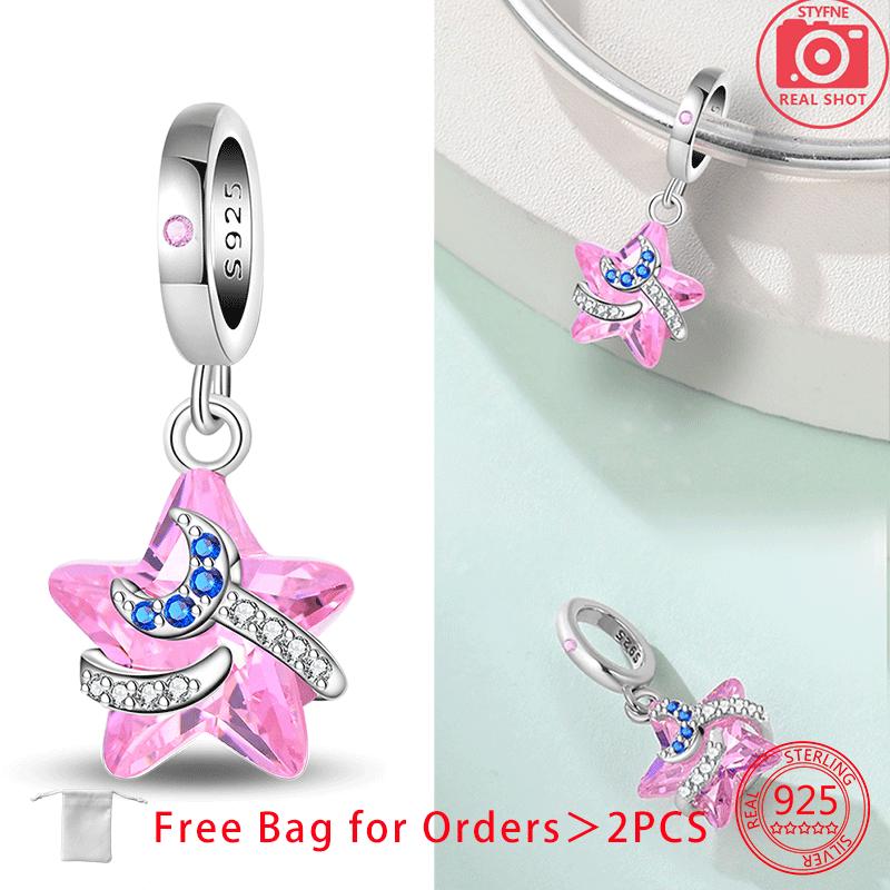 Zircon Moon Stars Planets Pendant Charm Bead Charms Bead Charms Compatible With Do It Yourself Women Copper Jewellery Authentic Bracelets Necklaces Fi