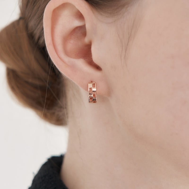 ELLE Schmuck 14K Quadratische Space One-Touch Ohrringe ELGPEE552