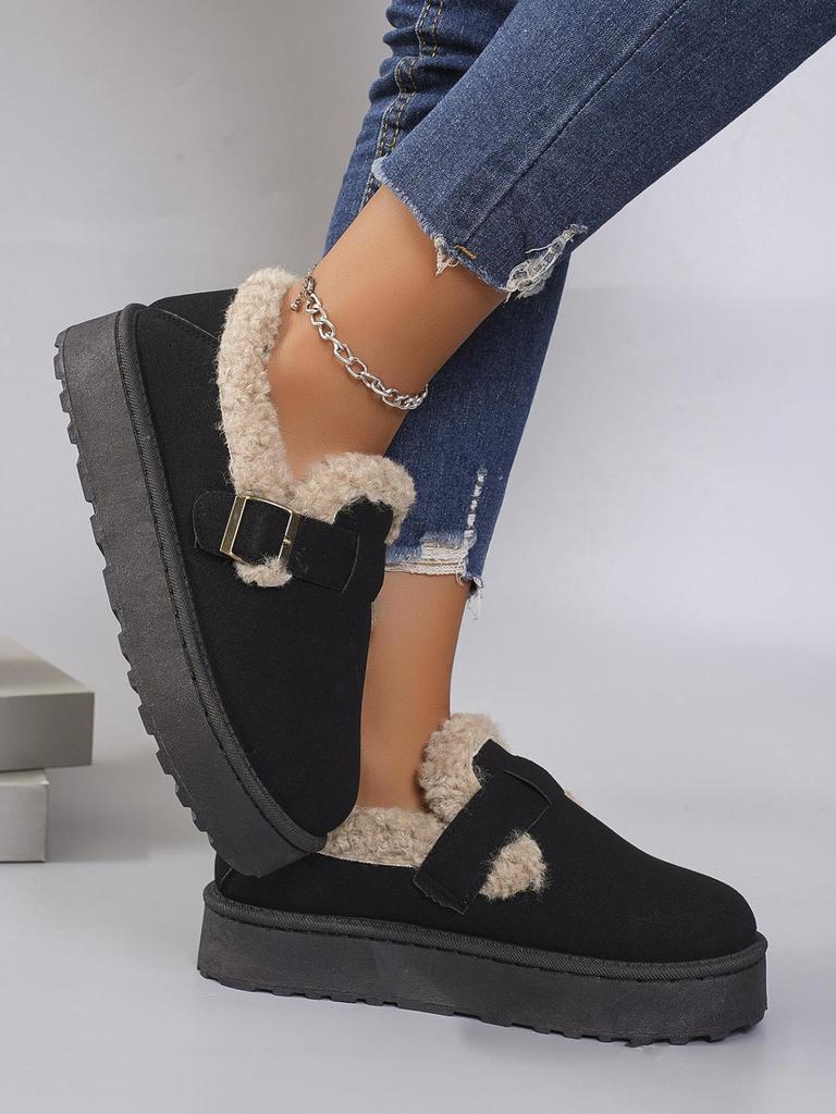 Women's Retro Snow Boots Fleece-lined Moccasins, 2025 Thick-soled Slip-on Winter Shoes.