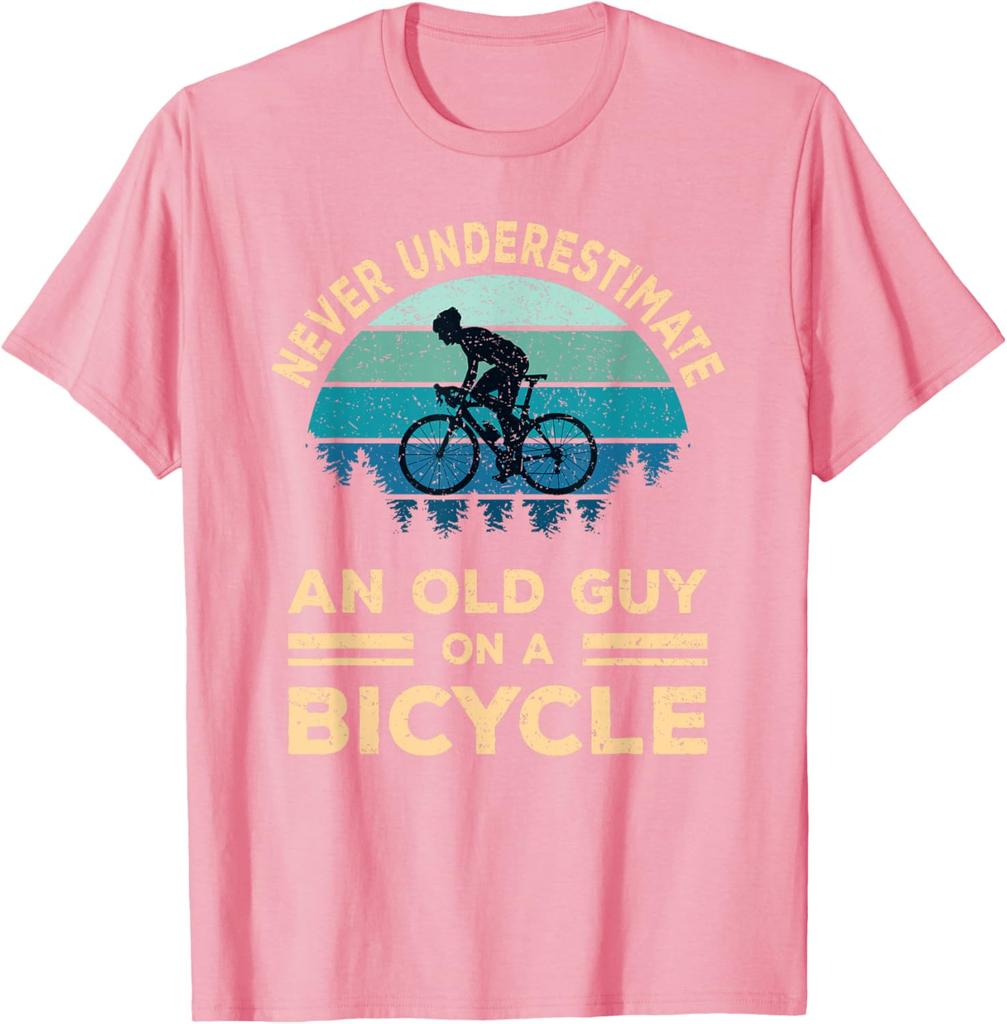 Never Underestimate an Old Guy On A Bicycle Cycling Bike Men TShirt Graphic Tee Breathable Short Sleeve TShirt for Men