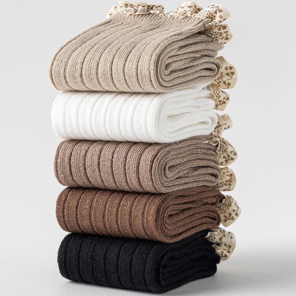 Warme Baby Baumwollsocken Frühling Herbst Rüschen Kniestrümpfe Prinzessin Kinder Strick Lange Strümpfe Kinder Lange Socke