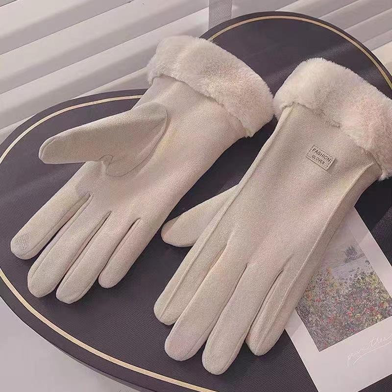 Thermal Fleece Winter Gloves, Double-Layer Heat-Generating Windproof Anti-Slip Cold-Proof Cycling Gloves