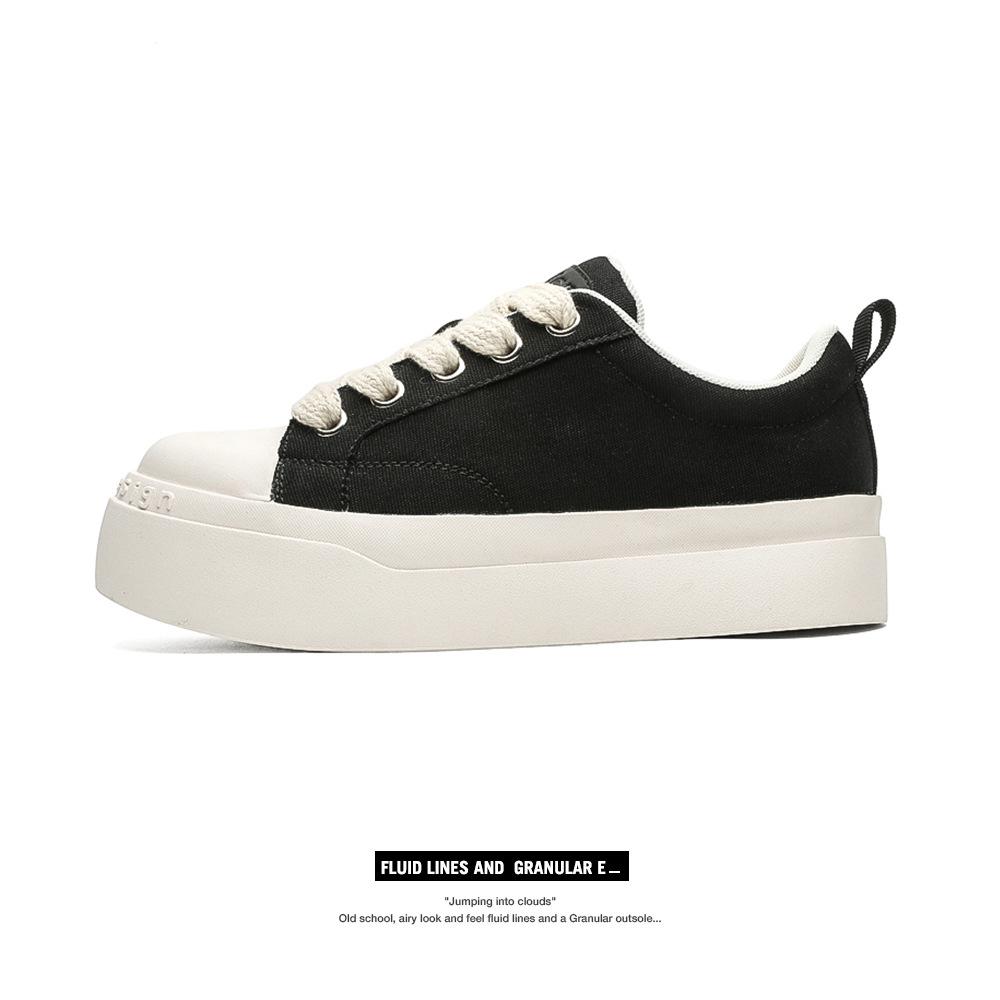 Big Head Shoes Black and White Classic Canvas Shoes Platform Heightening Casual Shoes Ugly Cute Shoe Board