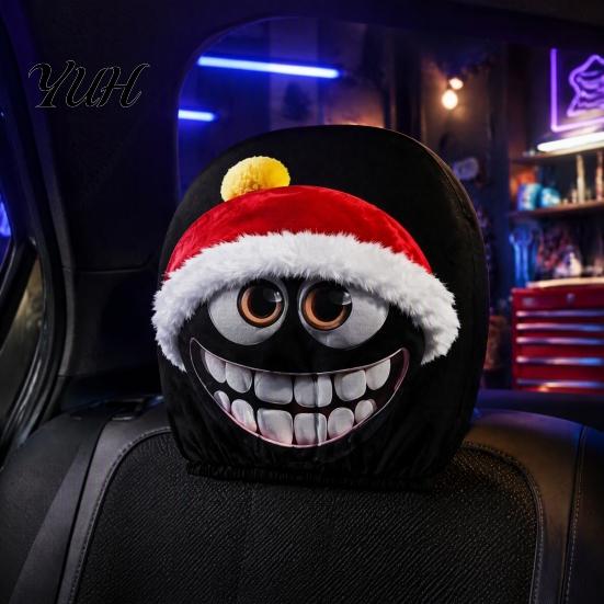 Interior Protection for SUVs 2Pcs Santa Car Headrest Covers, Christmas Printed Pillow Cases, Universal Fit Soft Polyester Auto Guards Most Vehicles,