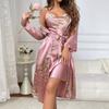 Women's Sleeveless Camisole+Robe Two-Piece Pajama Set Lightweight Loungewear All Seasons Tie-Waist Sleepwear Mid-Length Nightgown Home Wear Outfit