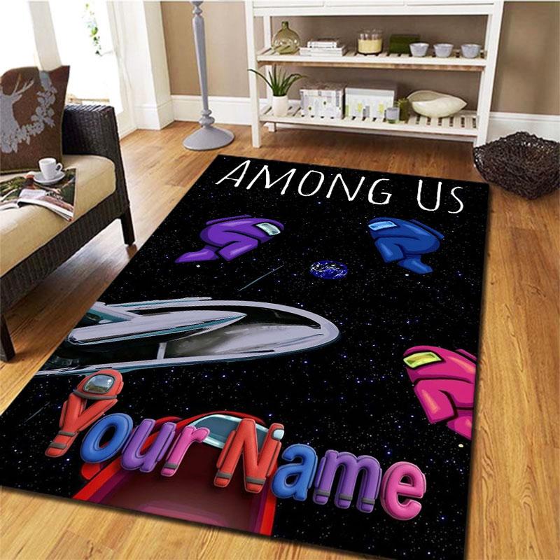 Among Us Custom Name Carpet Rug for Living Room Bedroom Home Sofa Decoration,Kids play Non-slip Floor Mat