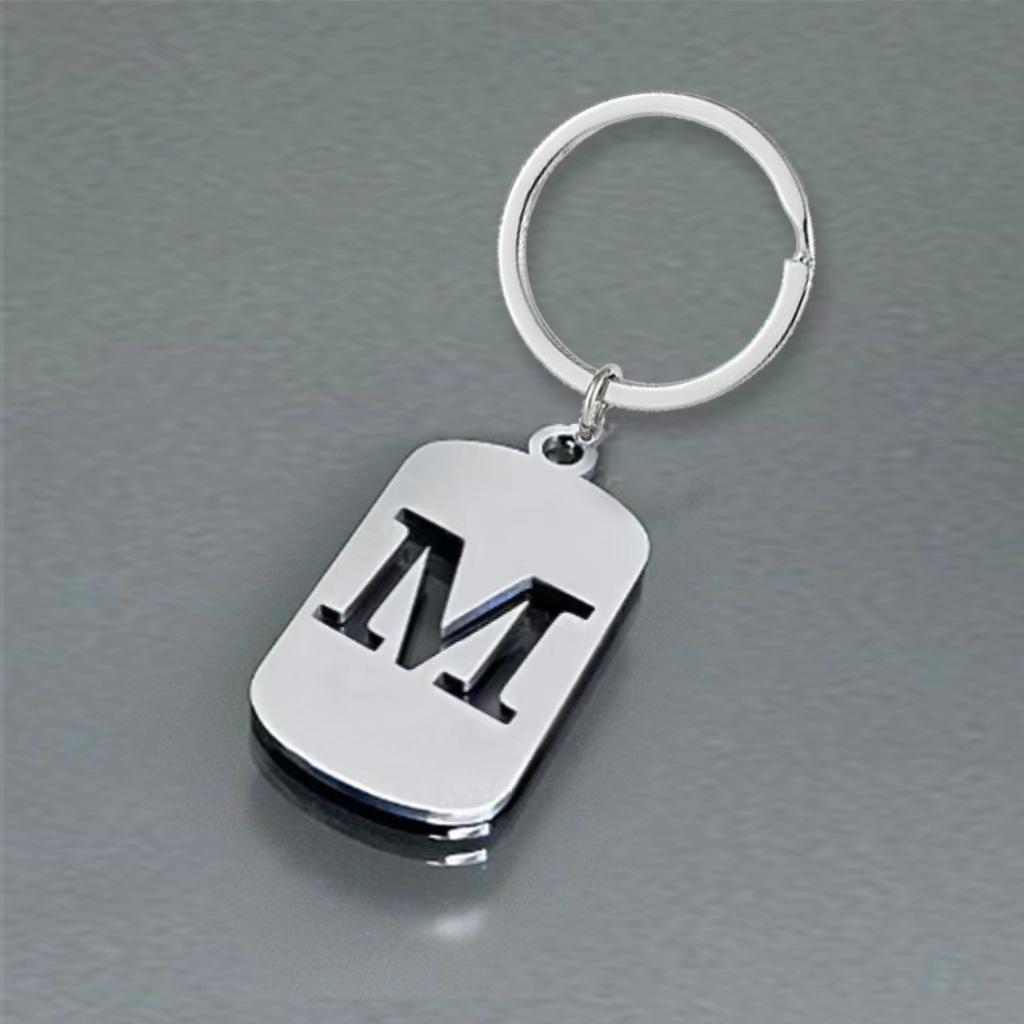 Creative Minimalist Keychain Spanish Key Pendant Metal Stainless Steel Laser Key Ring Stainless Steel Keychain for Backpack Bag Pendant
