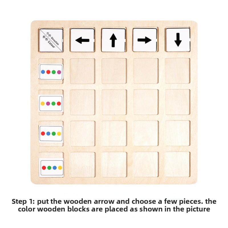 Children's Wooden Montessori Toy Kids Logical Thinking Training Direction Color Cognition Educational Battle Board Game for Gift
