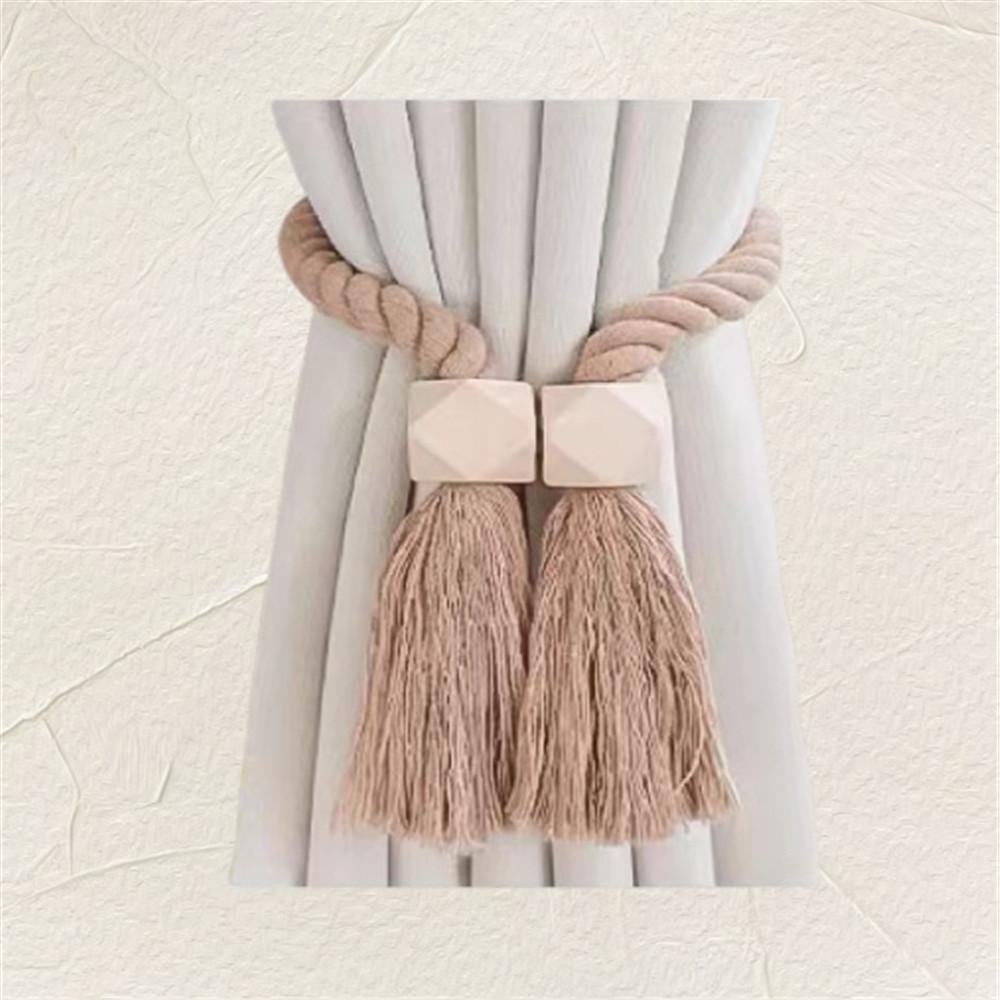 Ručně tkané masivní dřevěné magnetické uzlové spony na závěsy v boho stylu vhodné do obývacího pokoje, ložnice, domácí dekorace