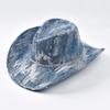 Western Cowboy Hat Washed Denim Cowgirl Jazz Hat Suitable for Daily Casual Wear, Western Cowboy Party, Wedding Shower Dance