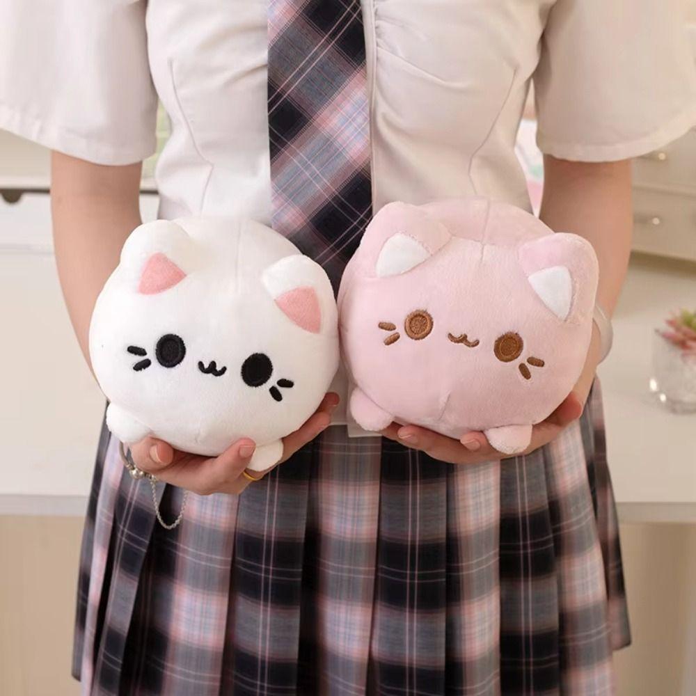 Pink Peachy Kitten Plush Toys Cute Plushie Cat Soft Dolls Black Cat Stuffed  For Girl Friends