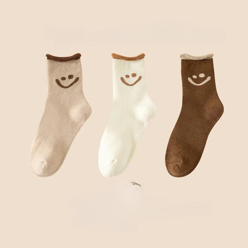 3 Pairs Women's Mid-tube Socks Ankle Socks Vertical Stripes Spring and Autumn Socks Sports Cotton Socks