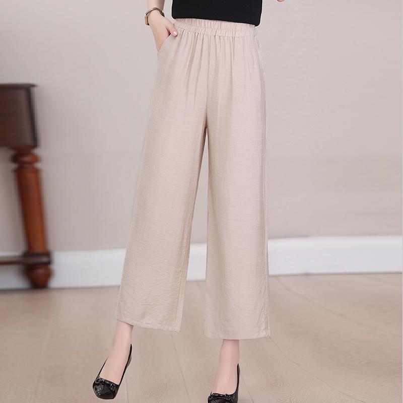 Summer High Waist Wide Leg Pants Women Clothes Casual Elastic Waist Plus Size Black Pants
