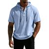 Men's Linen Short Sleeve Hooded Shirt - Casual Loose Fit Button Front Summer Beach Top