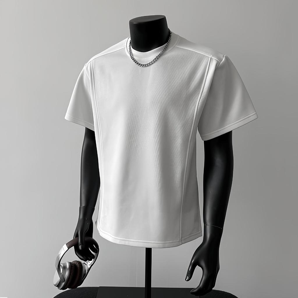 2026 Summer Men's Trendy Japanese Retro Patchwork Heavyweight Loose Casual T-Shirt