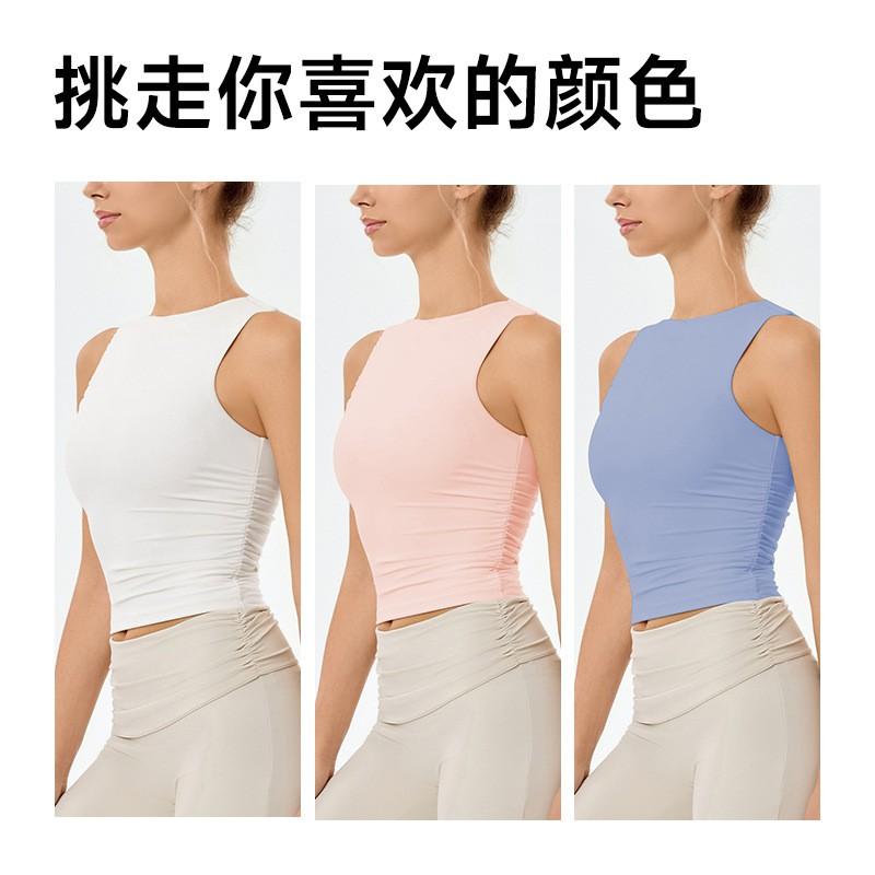 Womens Seamless Double-Layer Yoga Tank Top Tight Fit Breathable Workout Crop Running Gym Dance