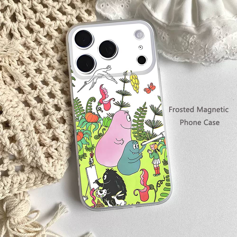 B-Barbapapa-S CARTOON Phone Case For iPhone 17,16,15,14,13,12,11 Pro,Max,Plus,Mini,Air,E Magnetic Frosted Clear