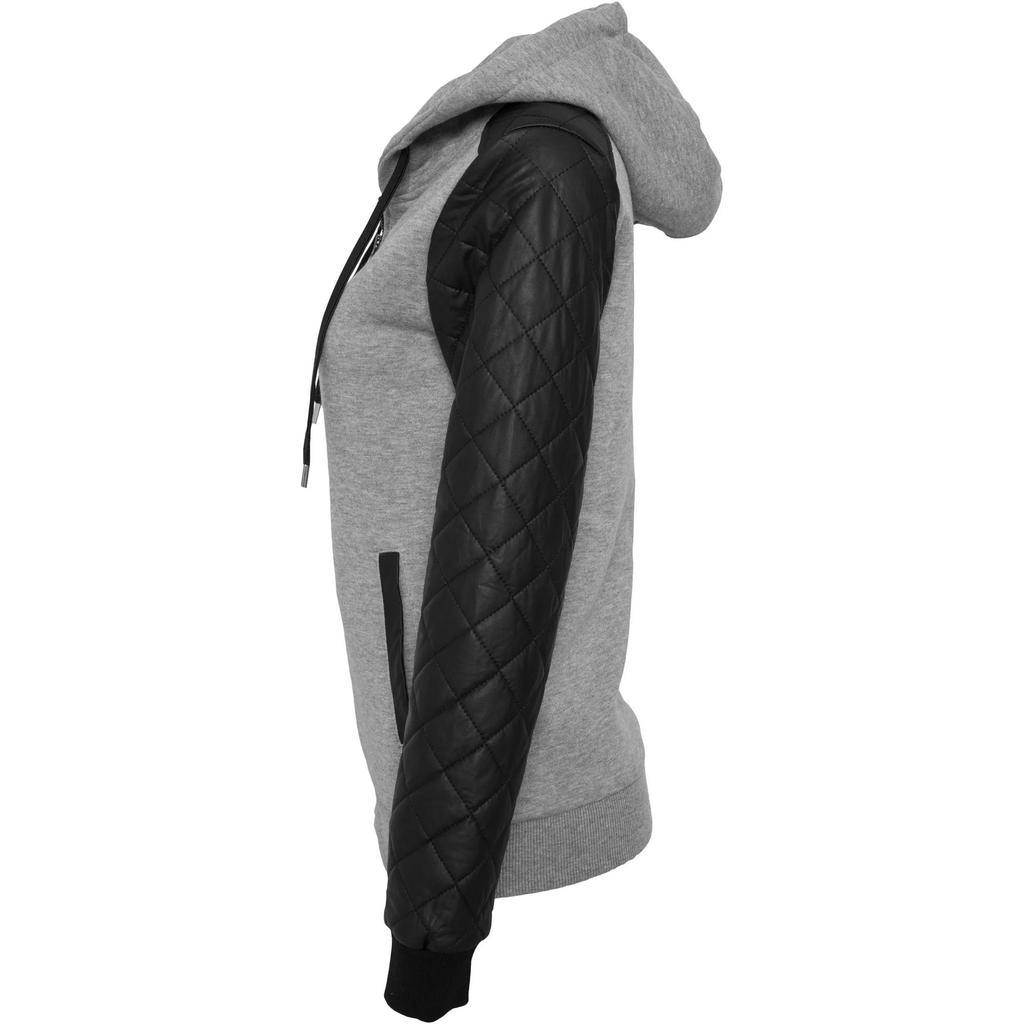 Urban Classics Womens/Ladies Quilted Synthetic Leather Full Zip Hoodie