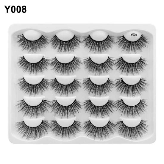 10Pairs 3D Long Faux Mink Fur Thick False Lash Eyelashes Extension Eye Makeup