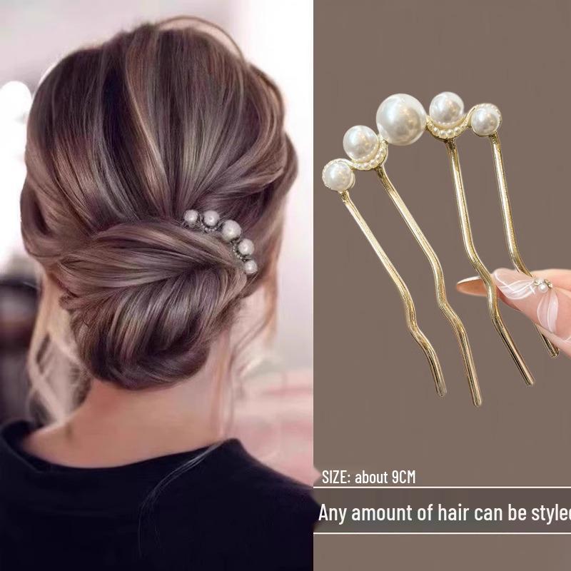 

Элегантная заколка-гребень для волос с жемчугом и нефритом – U-образный инструмент для укладки для шикарного образа
