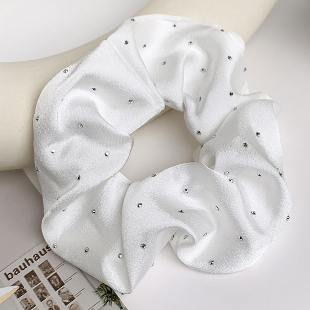 1PC Satin Scrunchies With Rhinestones Decor - Soft And Comfortable Hair Ties For Ponytail And Hair Accessories