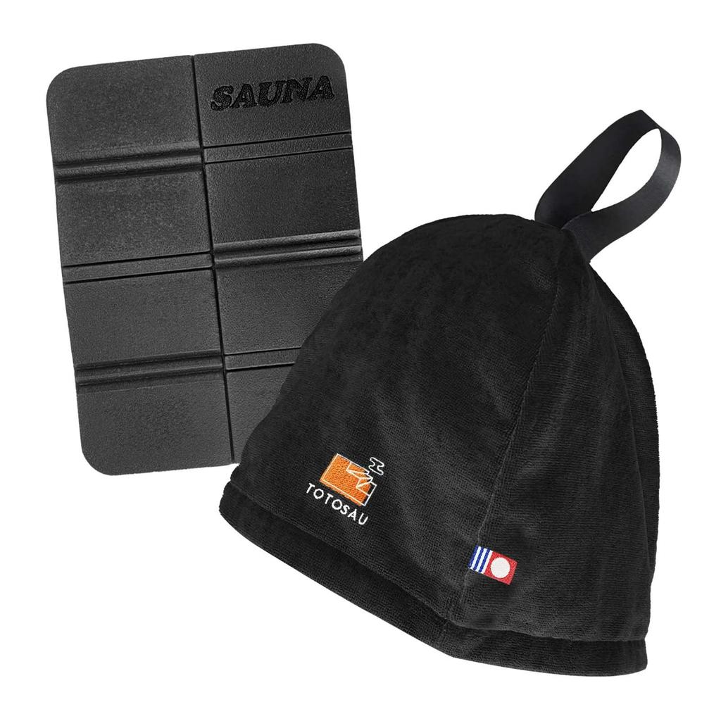 Sauna Hat Imabari Towel Sauna Mat Sauna Sauna Hat Large Sauna Goods Towel Fabric Washable [Forward press] Men's Women's (Black Stairs)