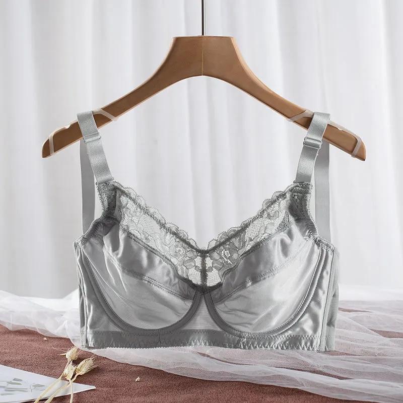 Underwear Women's Full Cup with Steel Ring on The Support To Prevent Sagging Large Size Chest Small Summer Ultra-thin Bra