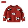 Baby Panda Knitwear for Boys and Girls, Kidsren's Fleece Sweater, Autumn and Winter Kidsren's Clothing, Boys and Girls Pure Cotton Knitwear, Red