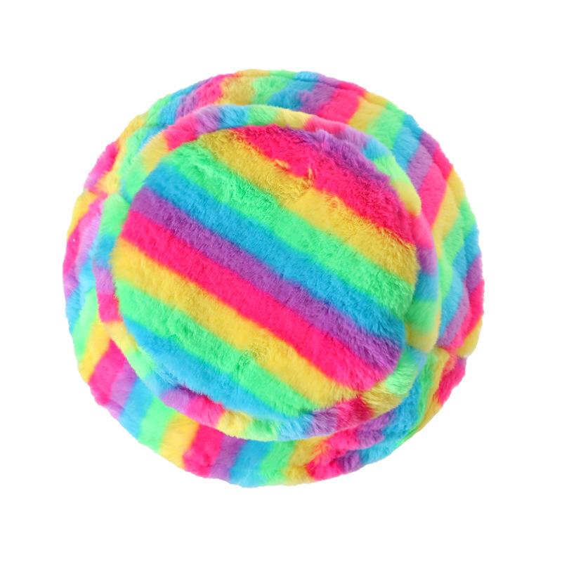New Thermal Basin Hat Imitation Rabbit Hair Female Internet Celebrity Trend Female Colorful Rainbow Striped Bucket Hat Winter 2025