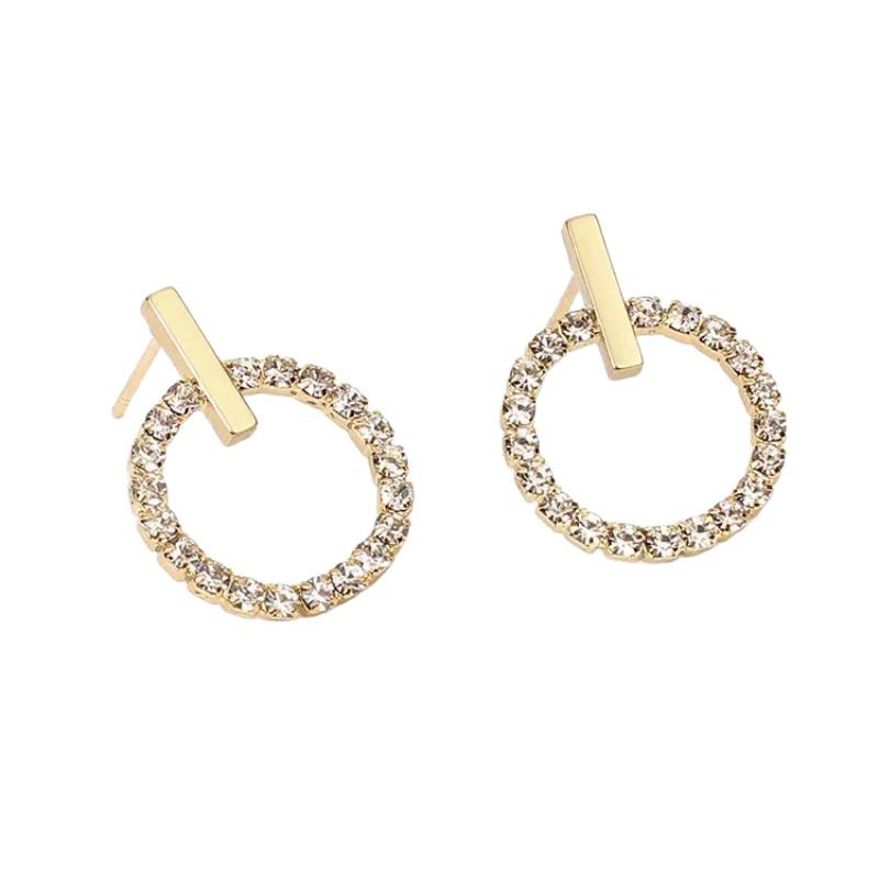 Elegant Round Hoop Earrings with Full Diamond Design - Trendy and Exquisite Ear Jewelry for Women.