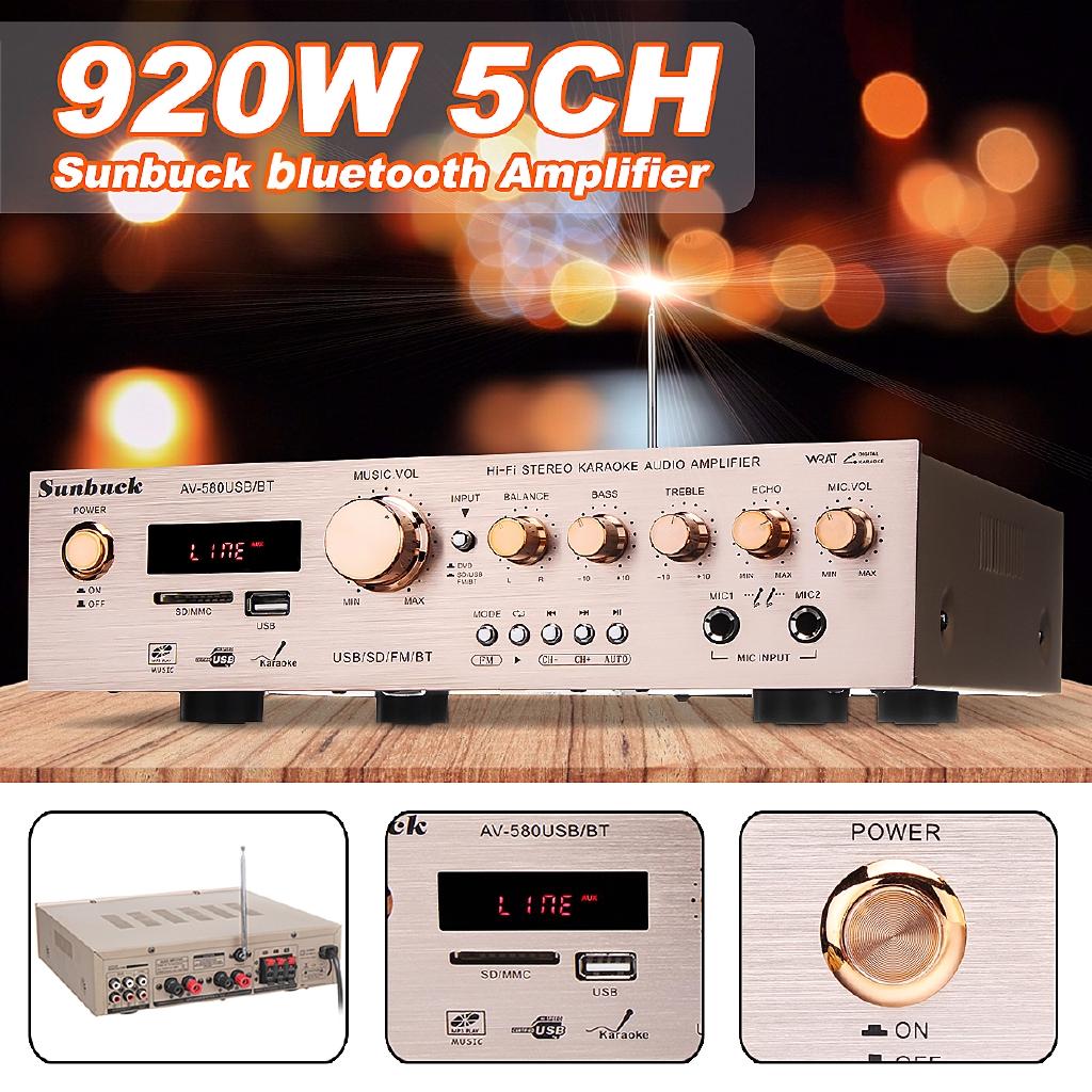 920W 220V 5CH Bluetooth HiFi Stereo AV Surround Amplifier FM Karaoke Cinema Home Home Theater Amplifiers