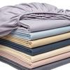 Solid Color Washed Cotton Fitted Sheet with Non-Slip Design and Skin-Friendly Pillowcase