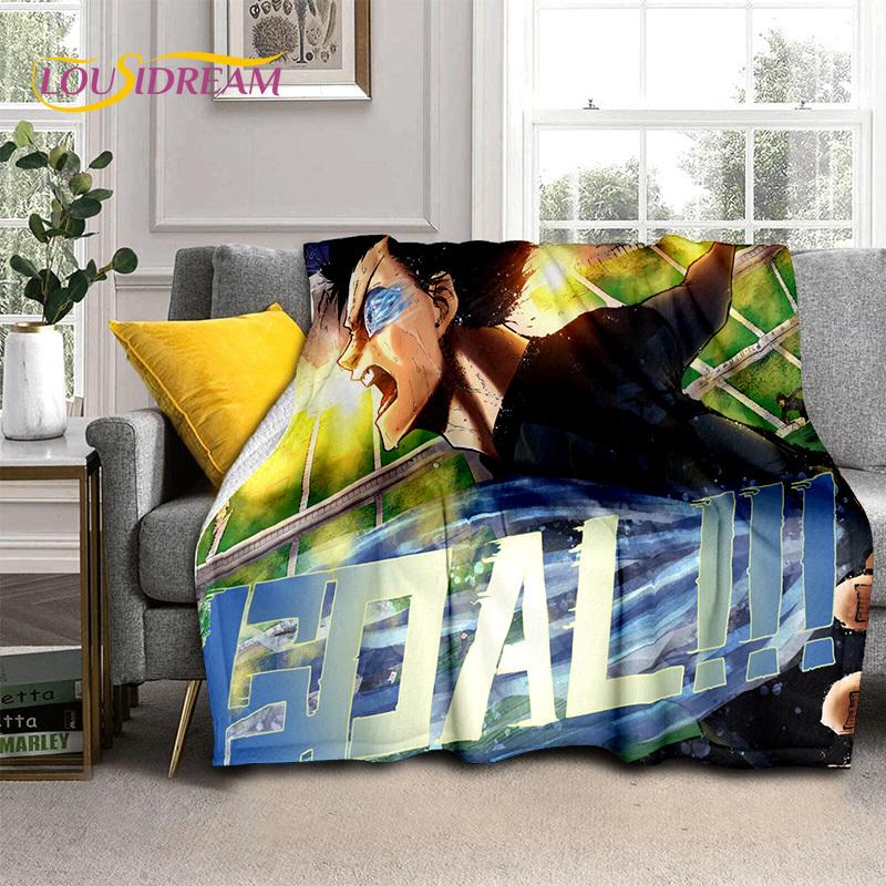 3D Blue Lock Cartoon Football Anime Blanket,Soft Throw Blanket for Home Bedroom Bed Sofa Picnic Travel Office Cover Blanket Kids
