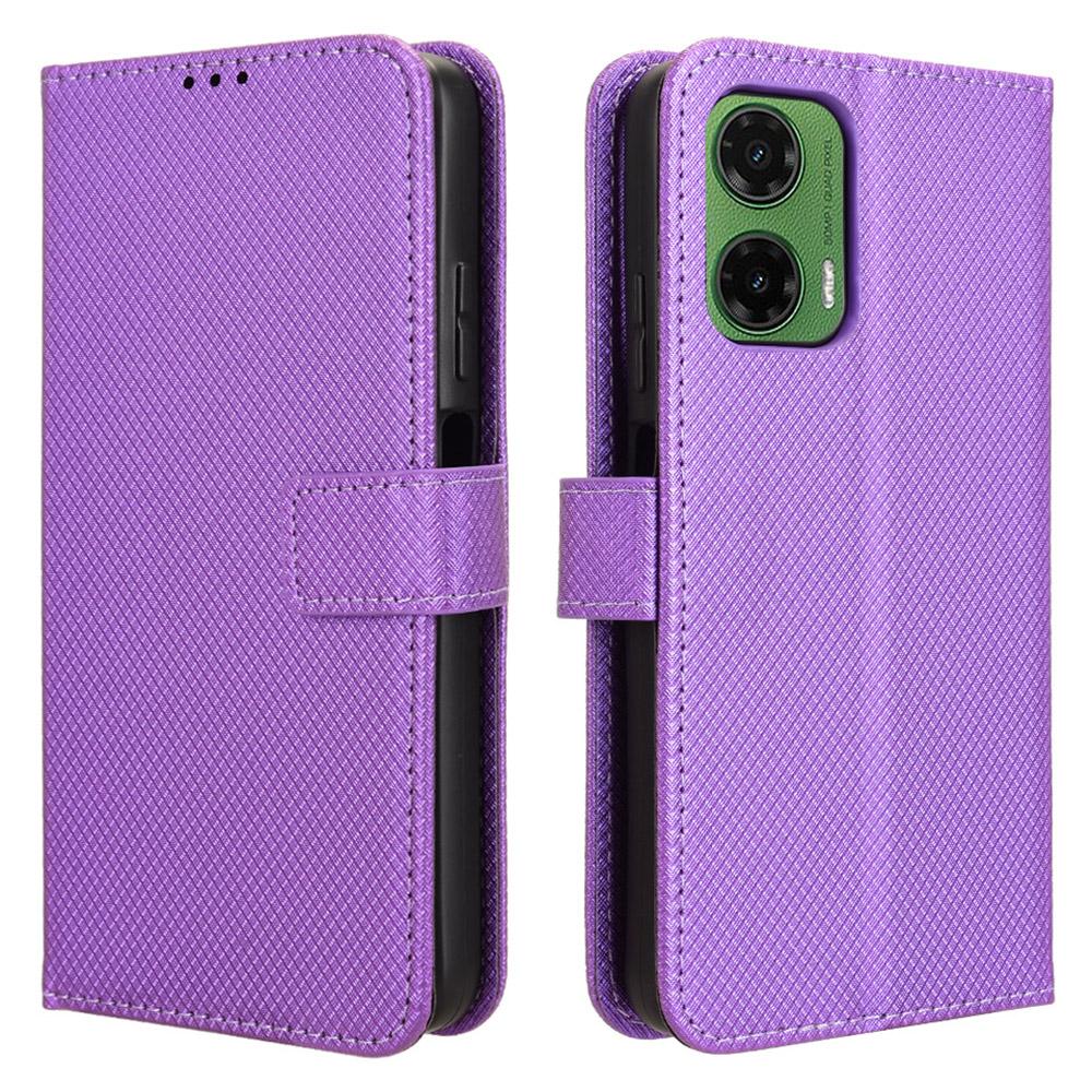 For Motorola Moto G35 5G Case PU Leather Diamond Texture Wallet Phone Cover