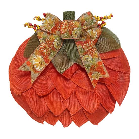 Autumn Pumpkin Wreath Farmhouse Fall Decor with Berry Accents Halloween Thanksgiving Front Door Garland
