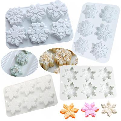 6 Boşluklu Yılbaşı Kar Tanesi Silikon Kalıp: Fondant, Pasta, Çikolata, Pişirme & Mum Aleti