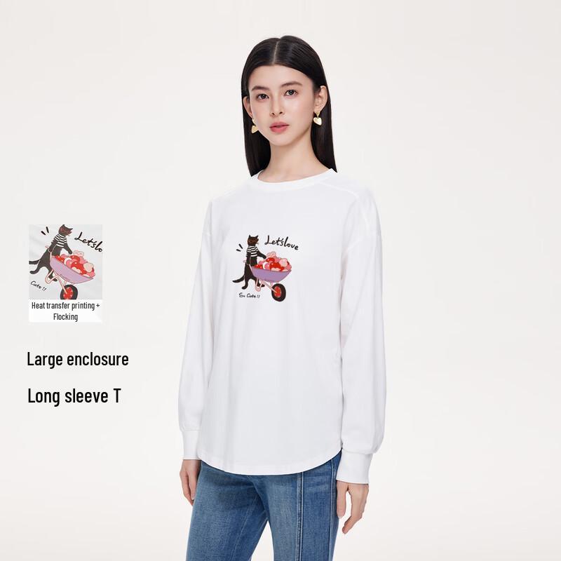 FivePlus Women s Autumn Animal Print Pure Cotton Long-Sleeve T-Shirt M