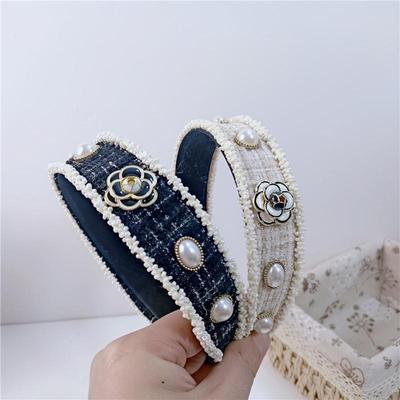 Koreanisches kleines Kamelien-Perlen-Stirnband im Duftstil – eleganter Damen-Kopfschmuck