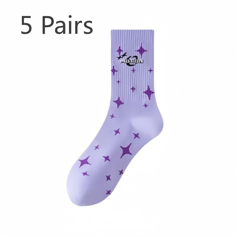 

5 пар женских носков для бега из чистого хлопка без косточек на весну и осень 5 Pairs фиолетовый