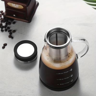 24 uncje Klasyczny Szklany Dzbanek do Kawy Cold Brew, Ręczny Ekspres do Kawy Iced Pour-over, Szklany Dzbanek Bez Elektryczności na Sok i Herbatę