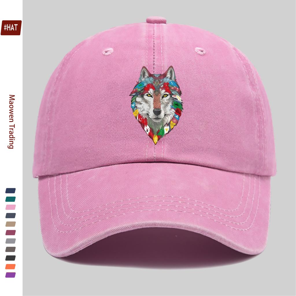 Pc Unisex Wolf Head Pattern Printed Baseball Cap with Colorful Wolf Print Design Sun Hat Hunting Decor Hat Adjustable Strap