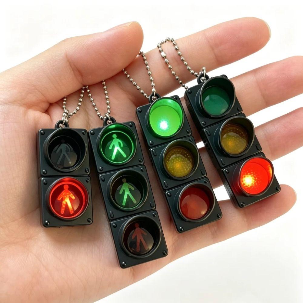 Light-Up Function Traffic Light Pendant Pedestrian Design Simulated Signal Light Bag Decoration