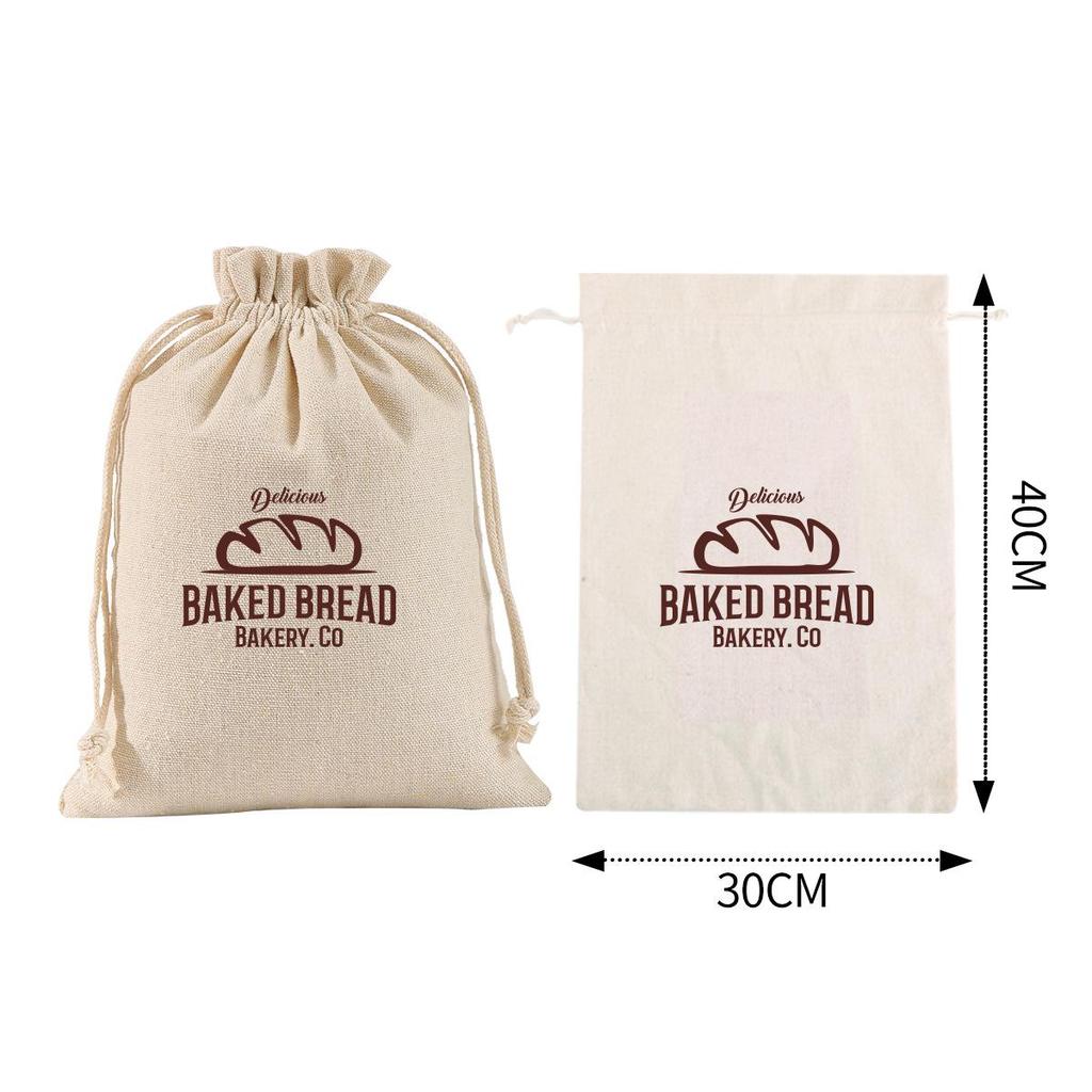 Custom Reusable Cotton Drawstring Bread and Storage Bag with Double Pull Cord
