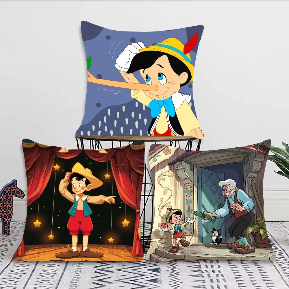 Classic Fairy Tale P-Pinocchio Animation Pillow Case Square Pillow Bedroom Sofa Leisure Comfort LivingRoom Home Decoration 40X40