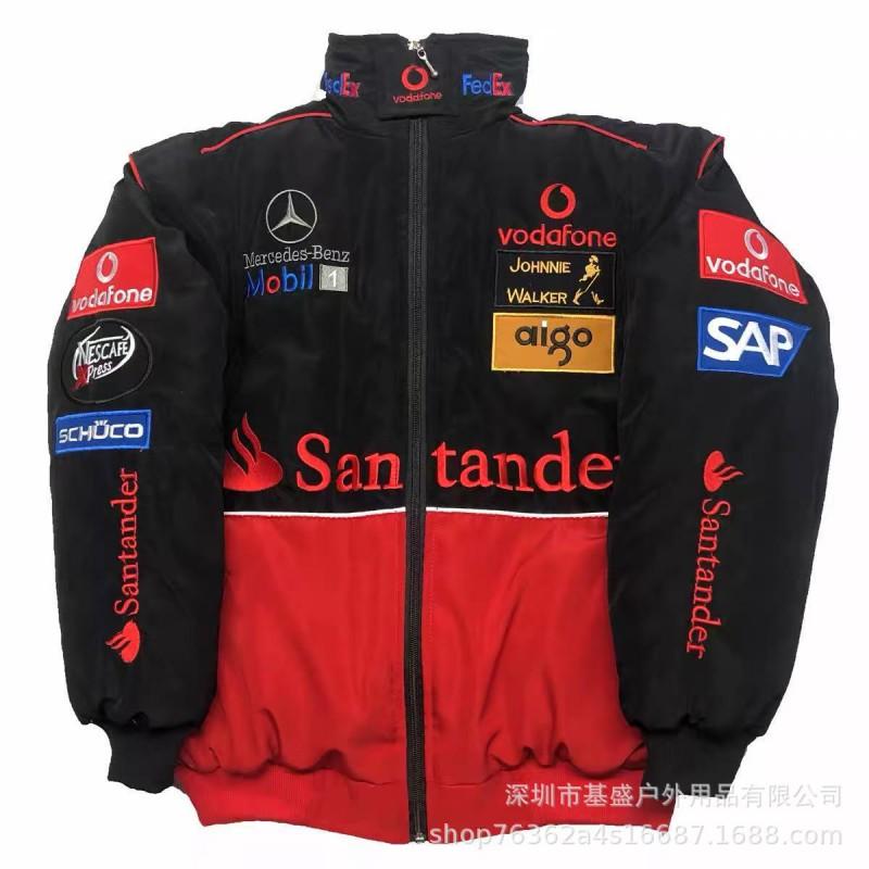 Vintage F1 Racing Embroidered Jacket Cotton Padded Motorcycle Riding Baseball Coat Unisex