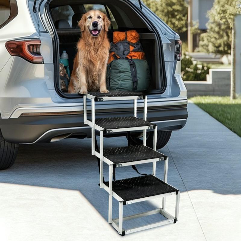 Outdoor Aluminum Dog Ladder Portable and Foldable Pet Staircase Antiskid Design Sedan SUV Staircase Dog Accessories Supplies